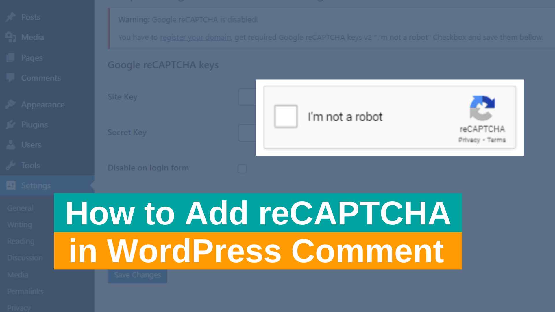 Add reCAPTCHA in WordPress Comment